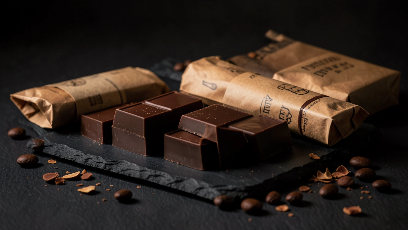 Tablettes de chocolat sur ardoise noire